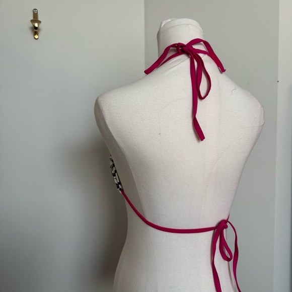 Y2K Zebra Print Halter Bikini Top L animal 90s glam - Picture 4 of 6